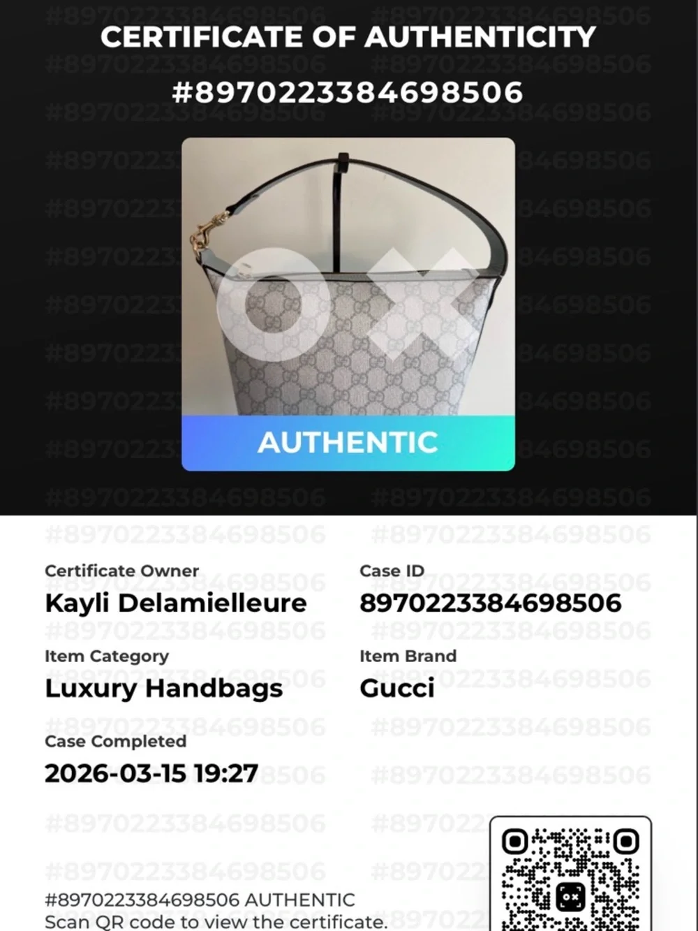 Gucci GG Supreme Monogram Textured Calfskin Web Super Mini Ophidia Shoulder Bag - Picture 12 of 12
